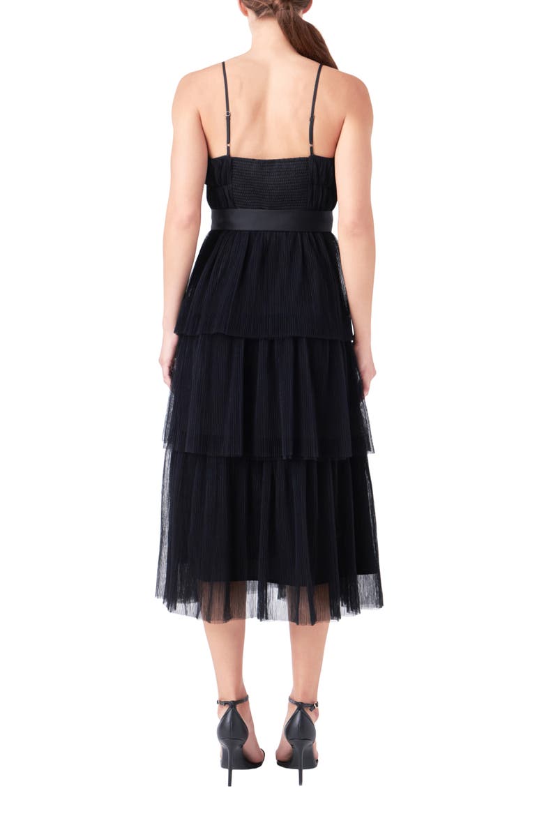 Tiered Tulle Midi Dress, Alternate, color, BLACK