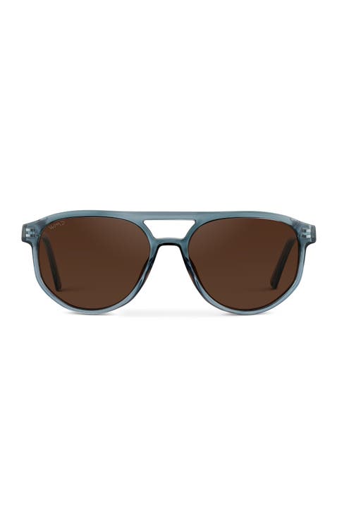 Hudson - 55mm Geometric Aviator Polarized Sunglasses