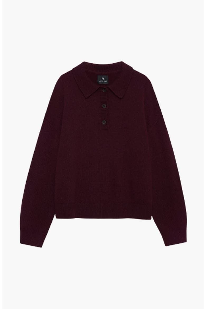 Lee Cashmere Polo Sweater, Alternate, color, Fig