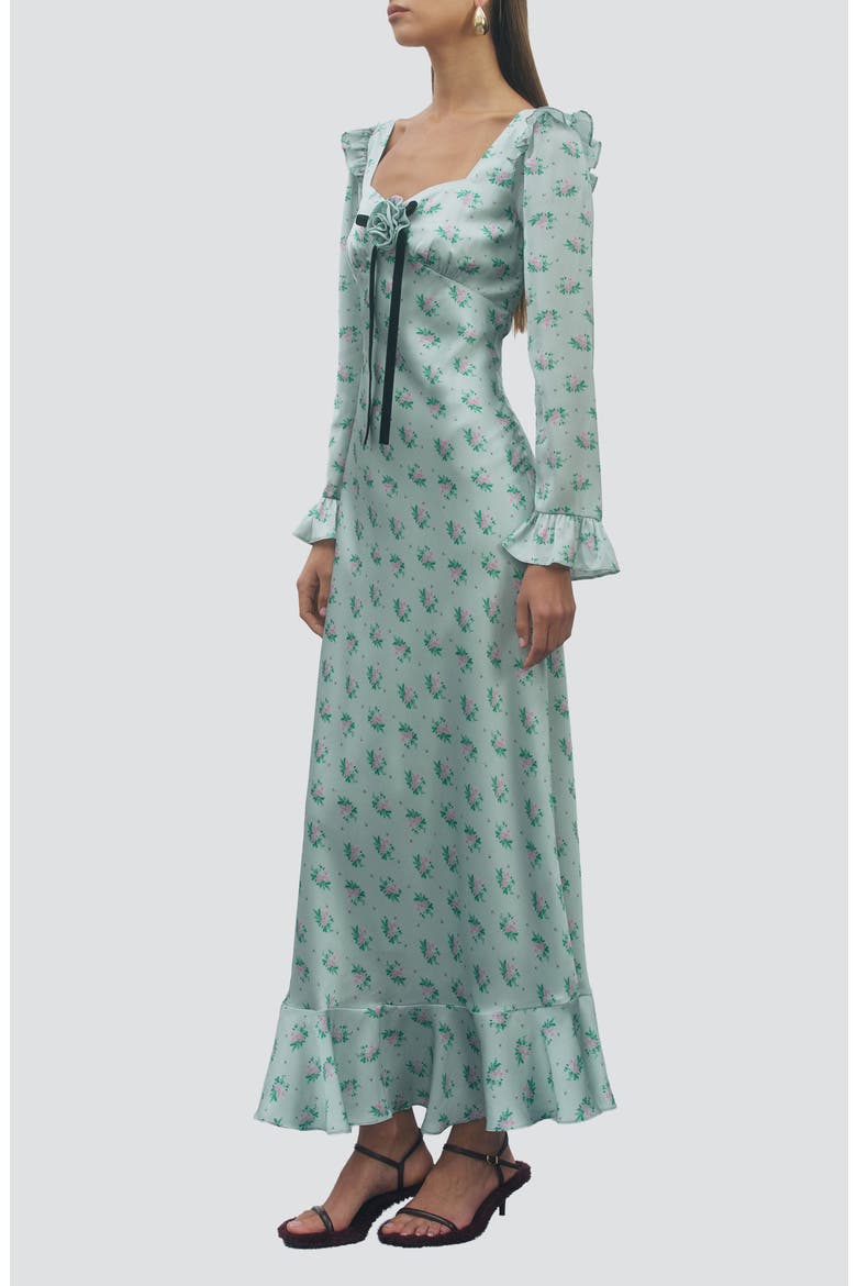 Florence Floral Ruffled Long Sleeve Dress, Alternate, color, MINT MULTI