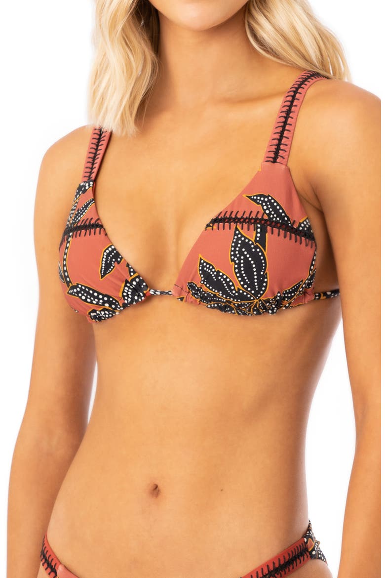 Phoenix Palm Rowan Reversible Triangle Bikini Top, Main, color, RED