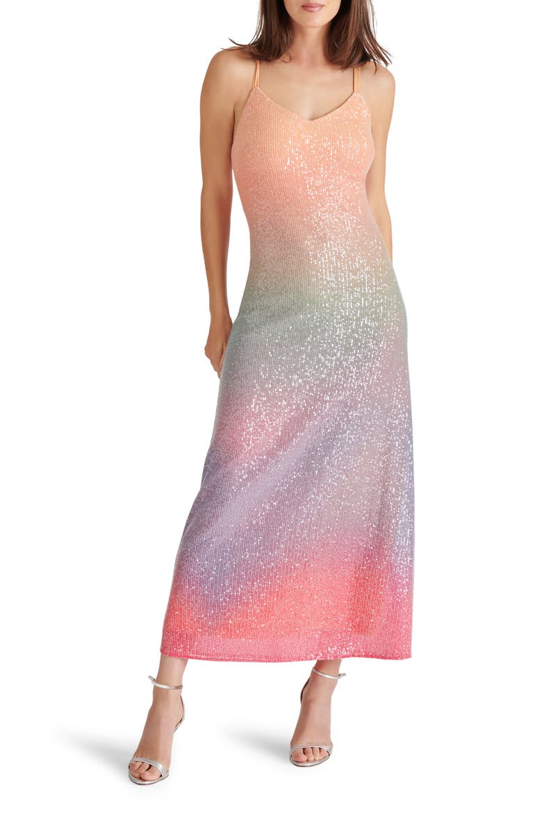 steve madden pink sequin dress Catania Sequin Rainbow Ombré Maxi Slipdress (Women)
