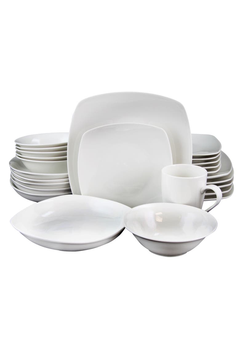 Hagen Square Dinnerware Set , Set of 30, Main, color, White