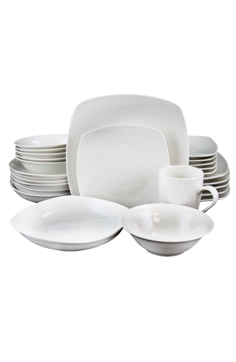 Gibson Home Hagen Square Dinnerware Set , Set of 30, Main, color, White