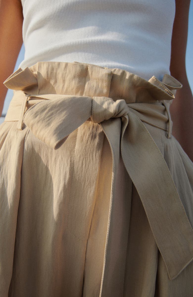 MANGO Paperbag Trousers, Alternate, color, Beige