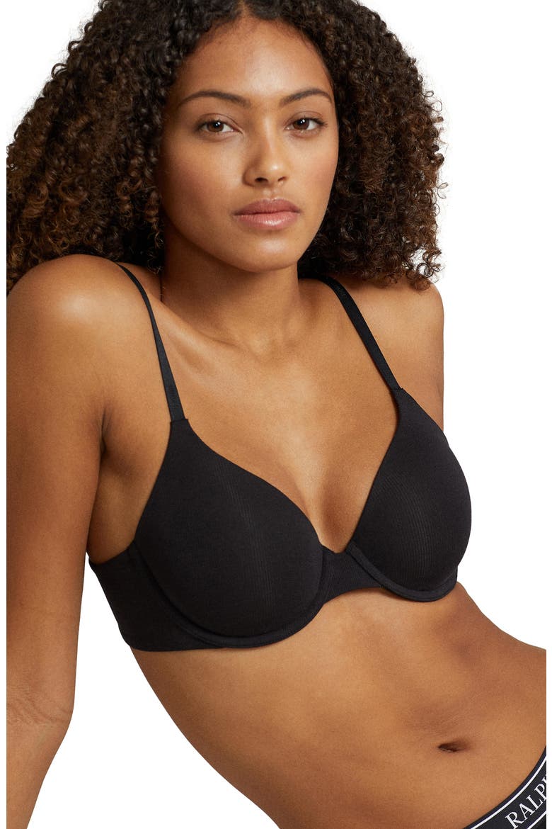 Underwire T-Shirt Bra, Alternate, color, ONYX