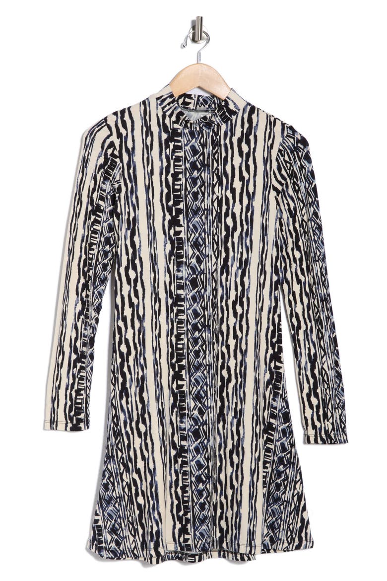 Fernanda Long Sleeve Fit & Flare Dress, Alternate, color, TRIBAL STRIPE