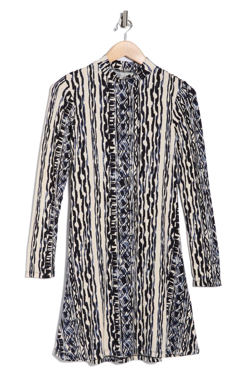 Tart Fernanda Long Sleeve Fit & Flare Dress, Main, color, Tribal Stripe
