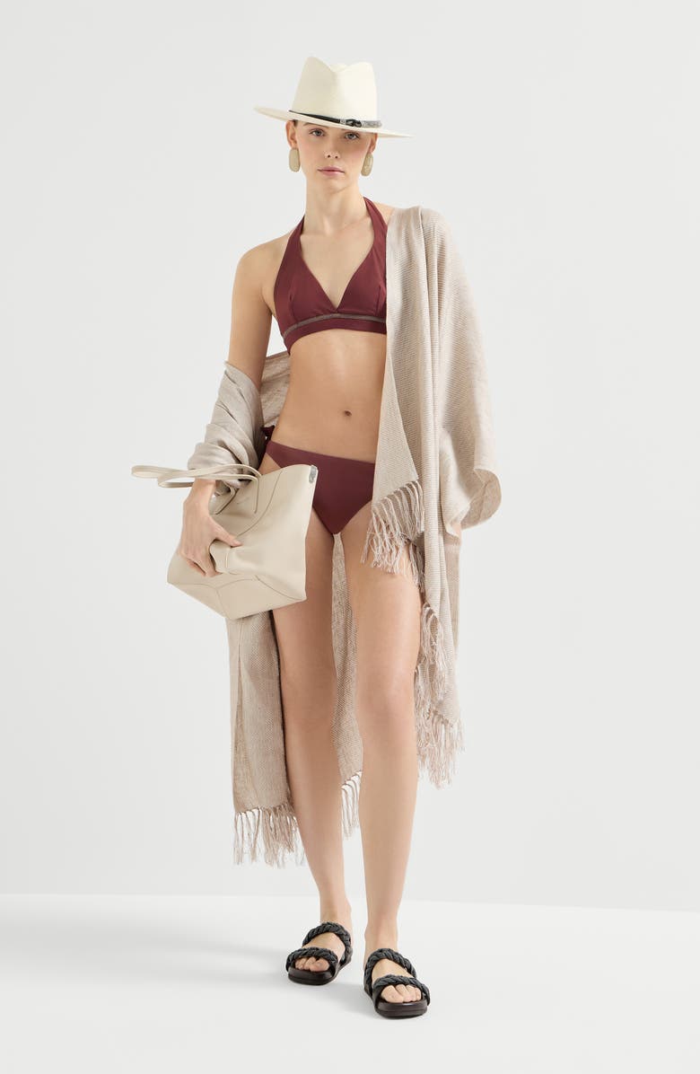 Brunello Cucinelli Bikini top with monili, Alternate, color, Bordeaux