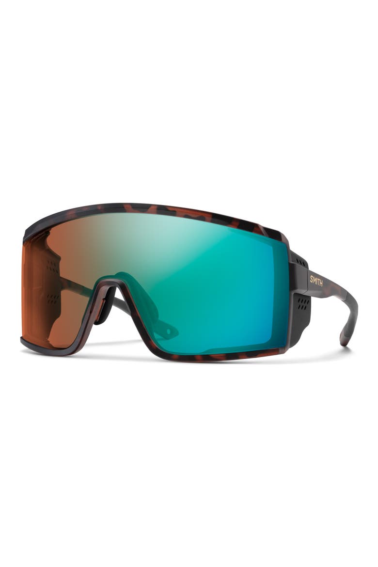 Pursuit 148mm ChromaPop™ Glacier Photochromic Polarized Shield Sunglasses, Alternate, color, MATTE TORTOISE / CHROMAPOP GLACIER PHOTOCHROMIC COPPER OPAL MIRROR