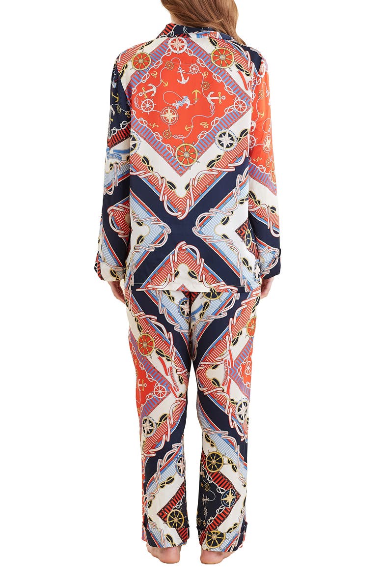 Papinelle Marine Silk Print Pajamas, Alternate, color,