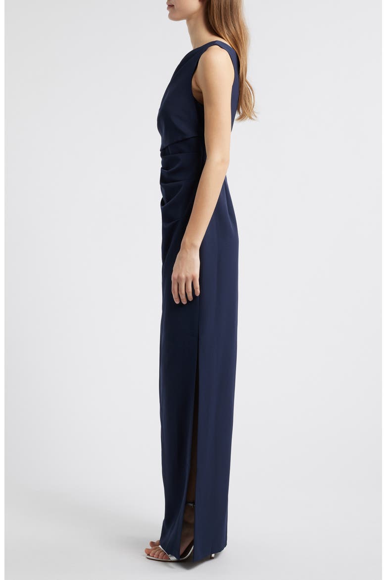 Draped Asymmetric Gown, Alternate, color, NAVY