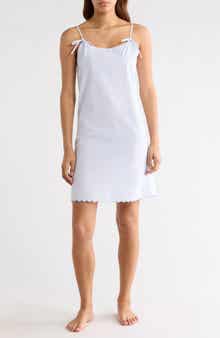 Stripe Scallop Edge Cotton Chemise