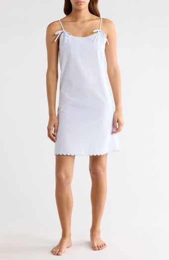 Stripe Scallop Edge Cotton Chemise