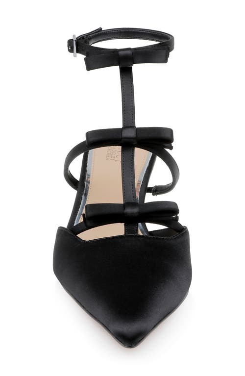 Jewel Badgley Mischka Elisabetta Ankle Strap Pointed Toe Kitten Heel Pump In Black