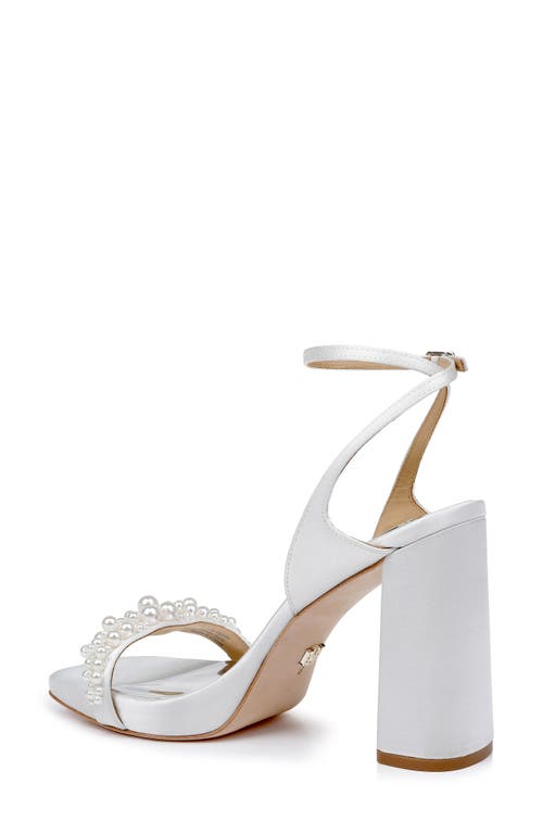 Badgley Mischka Collection Calida Ankle Strap Satin Sandal In White
