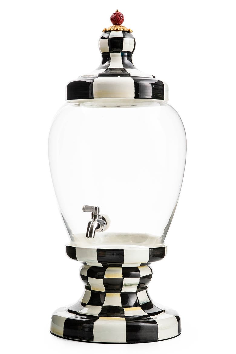 Courtly Check Enamel Beverage Hostess, Main, color, BLACK/ WHITE