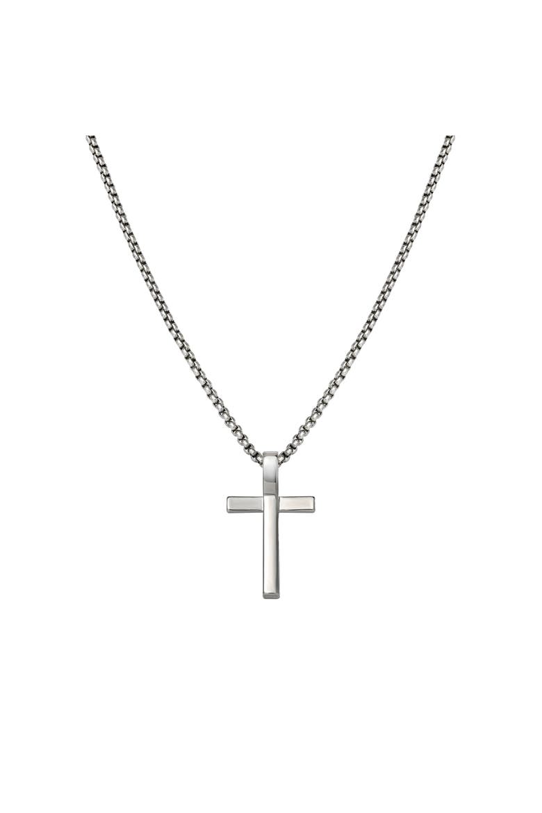 Cross Pendant Necklace - 22'', Main, color, silver