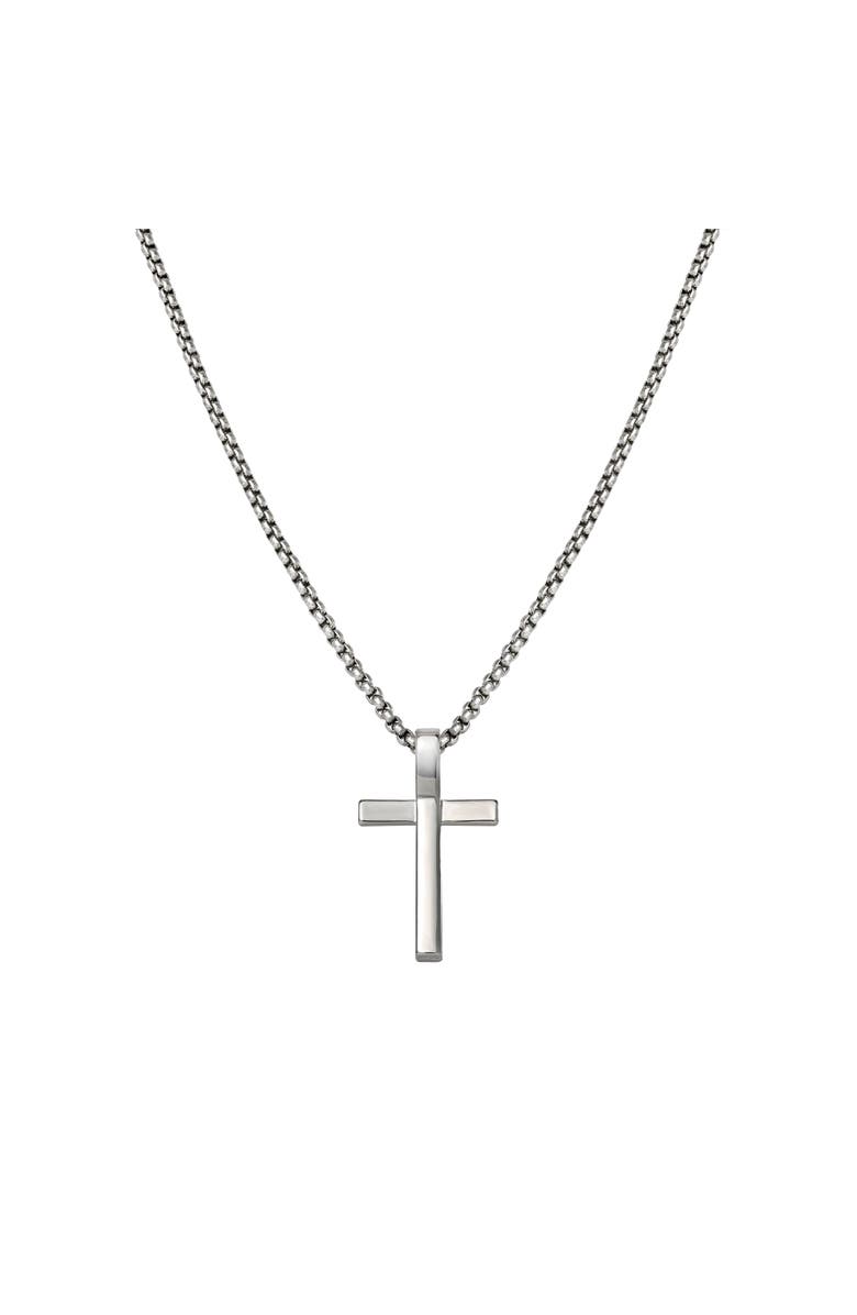 Lucky Brand Cross Pendant Necklace - 22'', Main, color, Silver
