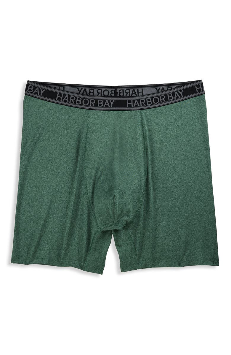 Harbor Bay by DXL Big & Tall Cooling Performance 5 Inch Boxers, Main, color, Bistro Green Heather