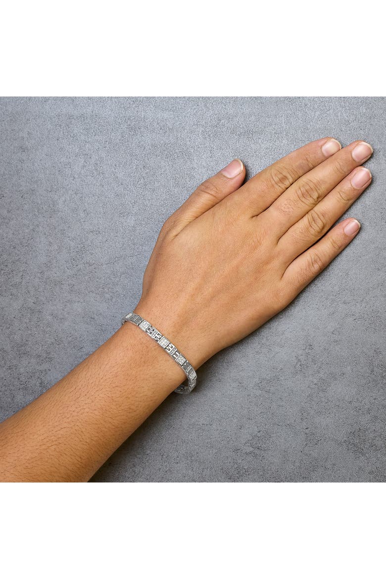 14K White Gold Princess 3.00 cttw Blue Diamond Link Bracelet, Alternate, color, White