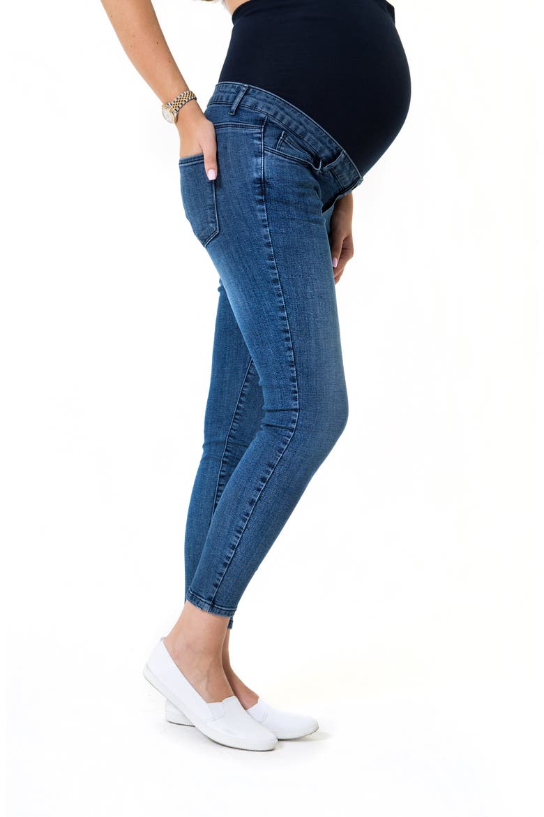 Skinny Foldover Waistband Maternity Jeans, Alternate, color, DENIM BLUE