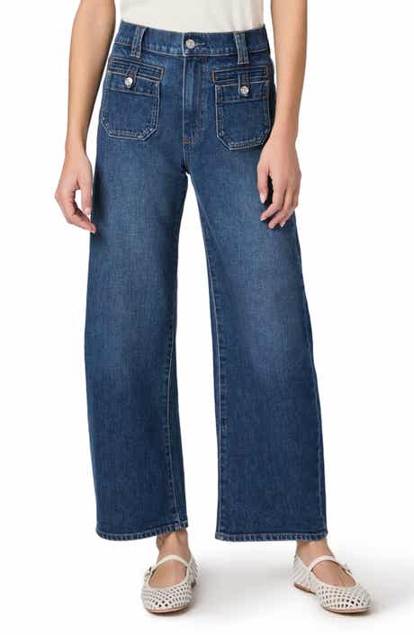 Arellia Button Patch Pocket High Waist Ankle Barrel Jeans
