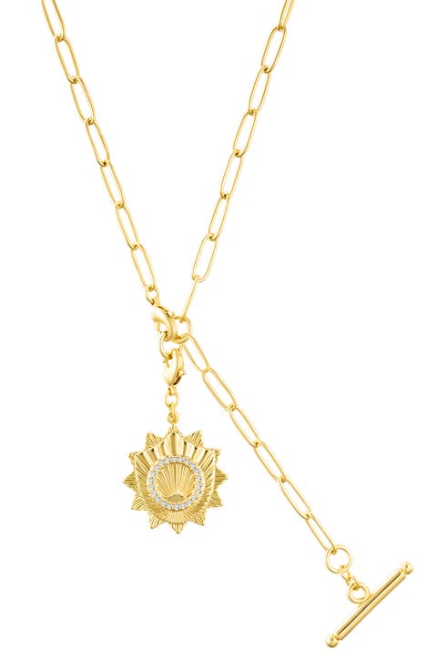 Initial CZ Pendant Toggle Necklace