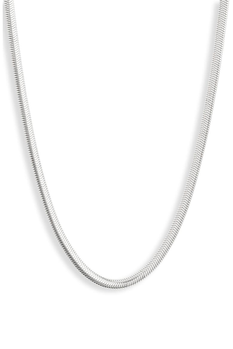 Herringbone Chain Necklace, Main, color, SILVER