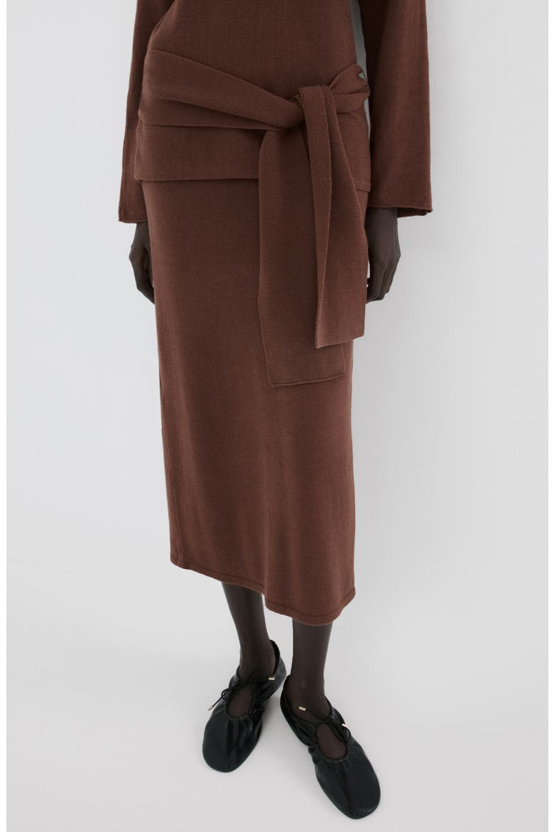 Cotton Knit Pencil Skirt, Main, color, CHOCOLATE