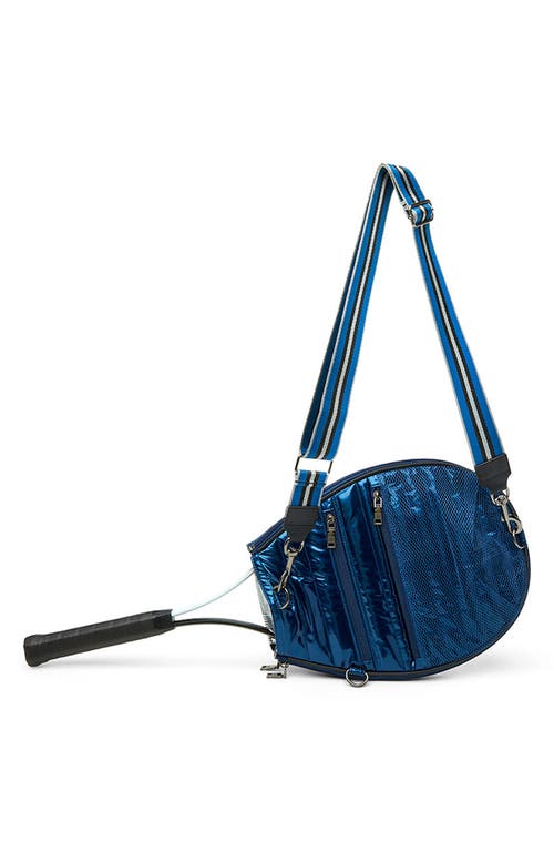 Think Royln Champion Tennis Bag In Glossy Navy Patent