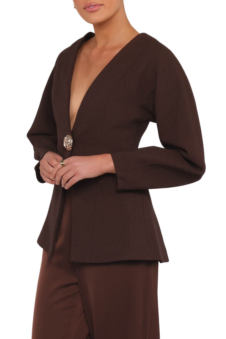 Elke Collarless Jacket, Alternate, color, BROWN