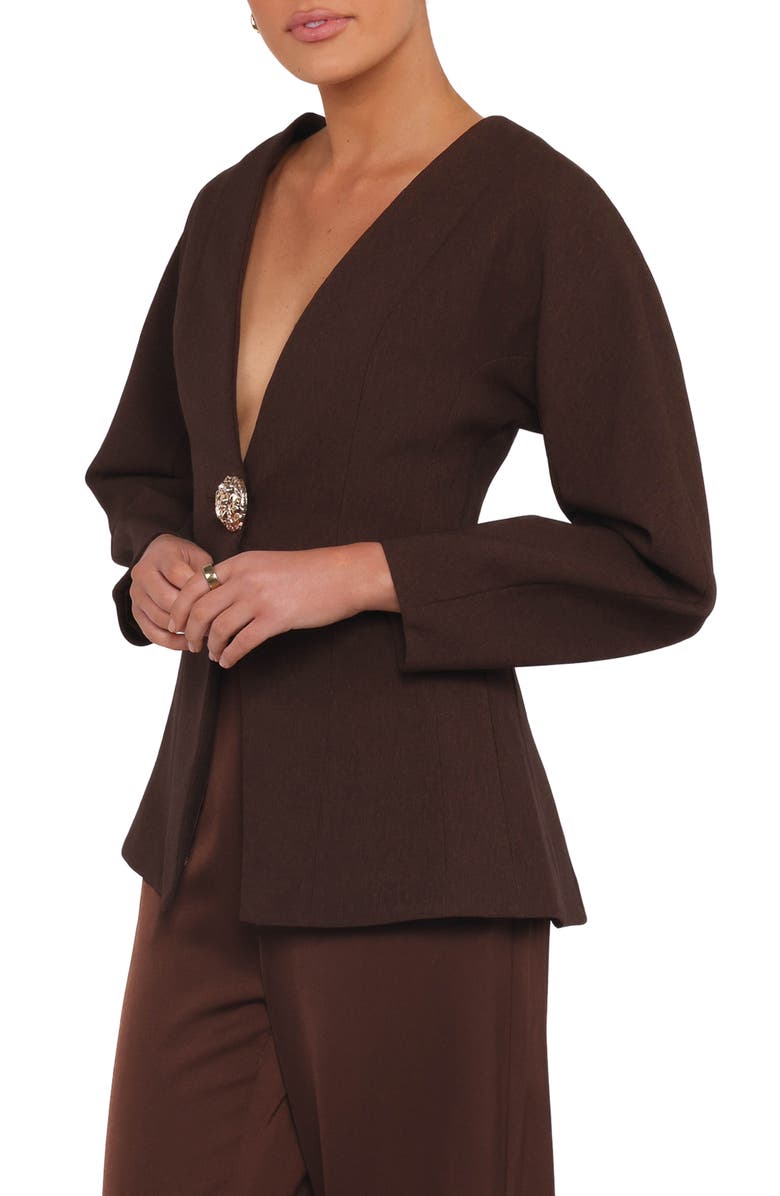 Petal & Pup Elke Collarless Jacket, Alternate, color, Brown