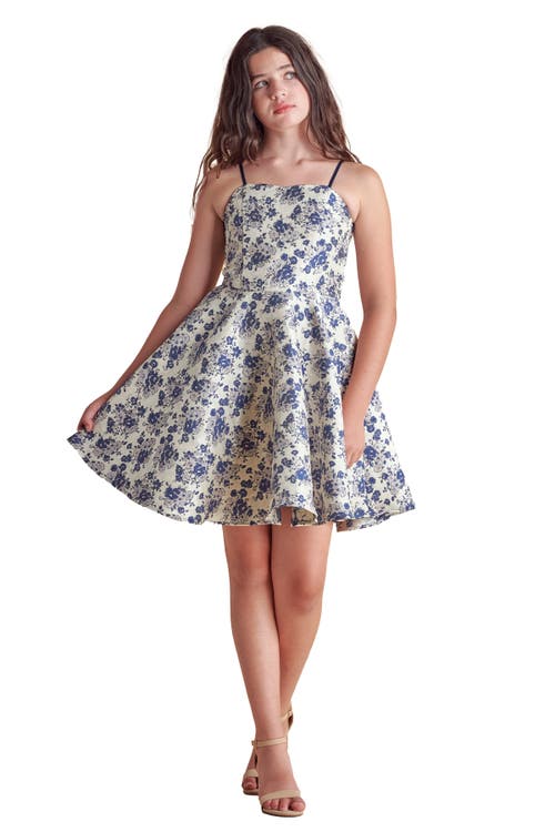 Un Deux Trois Fit And Flare Party Dress In Blue