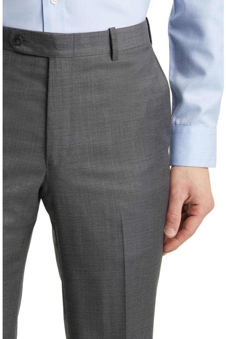 Harker Flat Front Wool Dress Pants, Alternate, color, CHARCOAL
