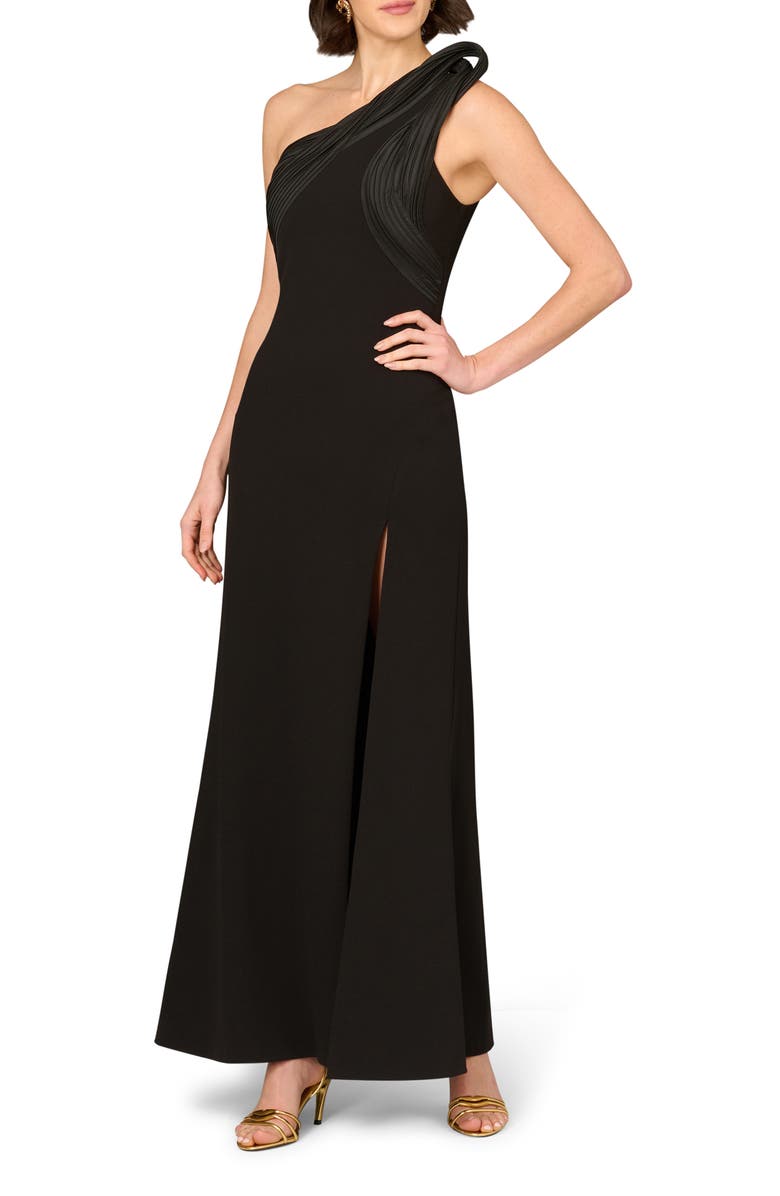 Aidan Mattox by Adrianna Papell Crepe Mermaid Gown, Main, color, Black