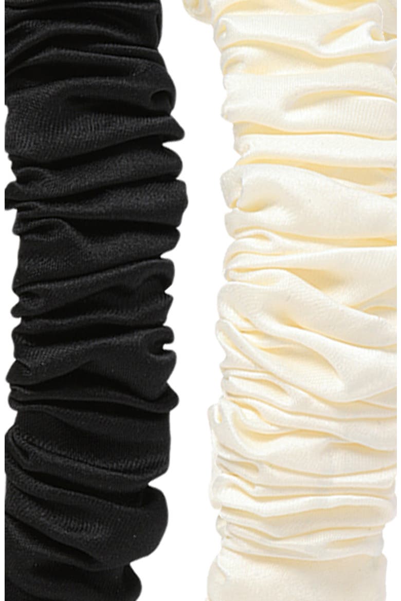 Ruched Satin Headband, Alternate, color, IVORY BLACK