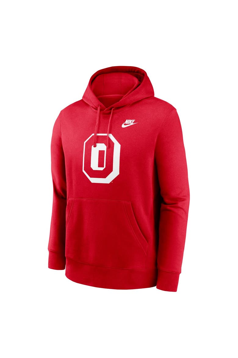 Men's Nike Scarlet Ohio State Buckeyes Legacy Logo Club Fleece Pullover Hoodie, Alternate, color, Scarlet
