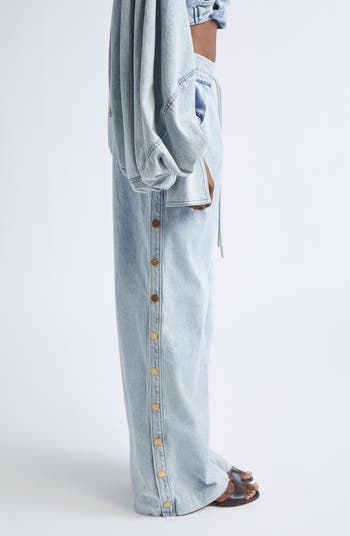 Zimmermann Rebellion Snap Detail Wide Leg Drawstring Jeans | Nordstrom