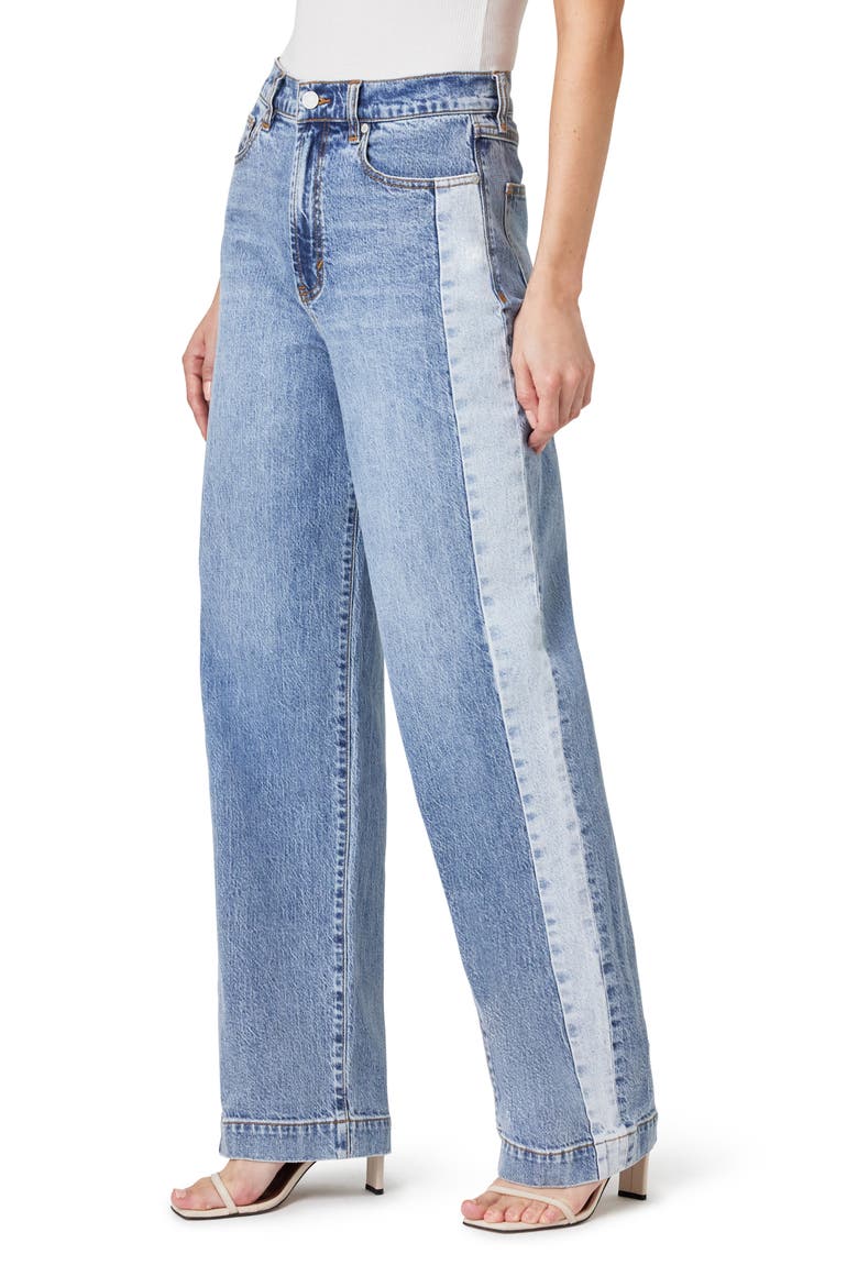 Colorblock High Waist Slouchy Straight Leg Jeans, Alternate, color, PACIFIC
