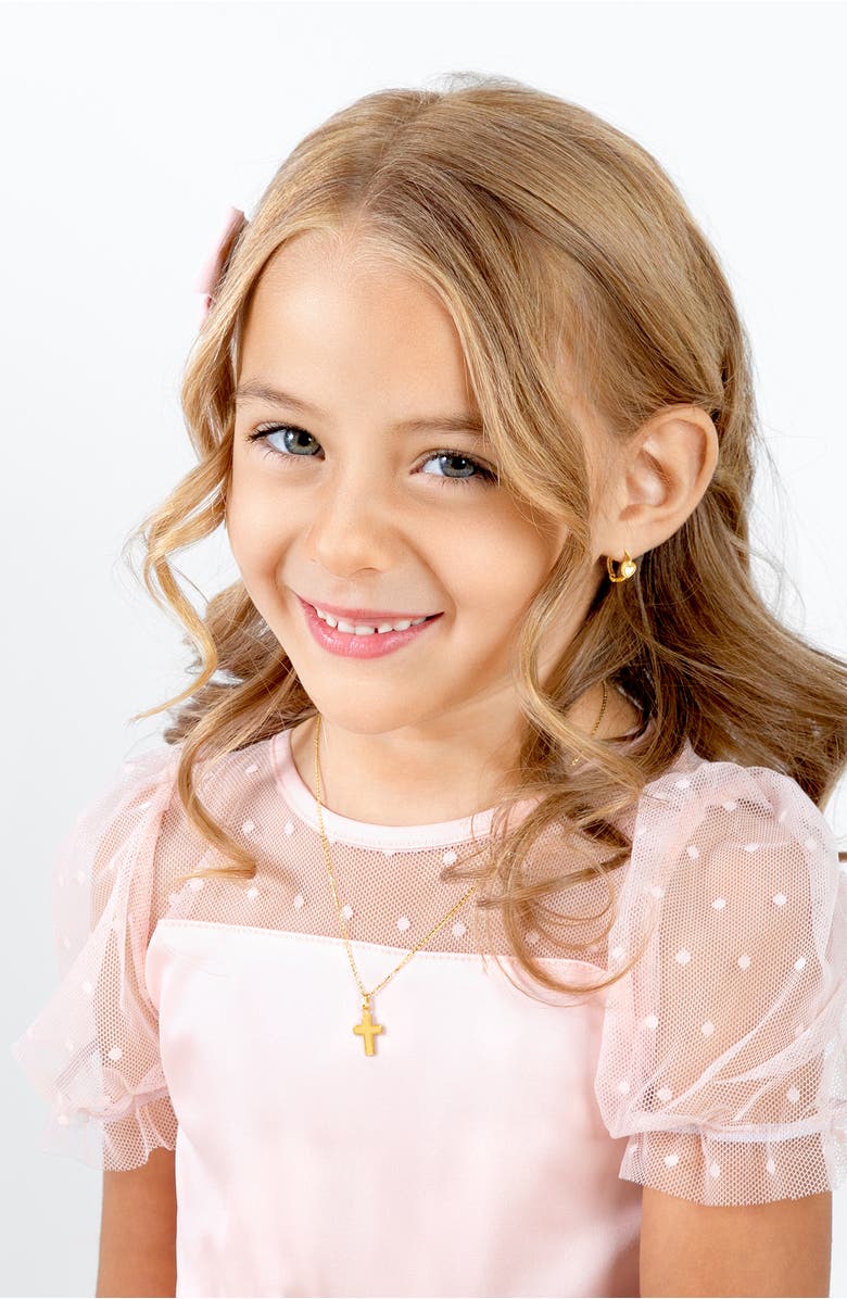 Tiny Blessings 14K Gold Regal Cross 12-14" Necklace, Alternate, color, 14K Yellow Gold