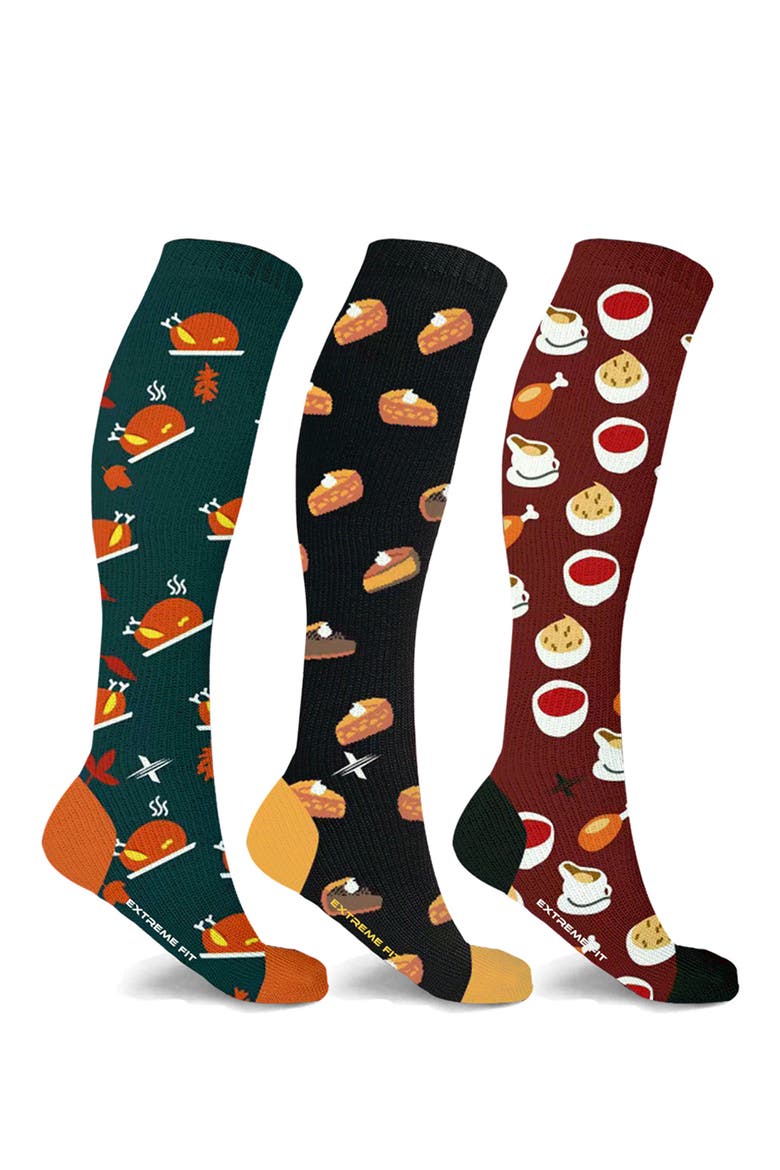 Thanksgiving 3-Pack Compression Socks, Main, color, MIX