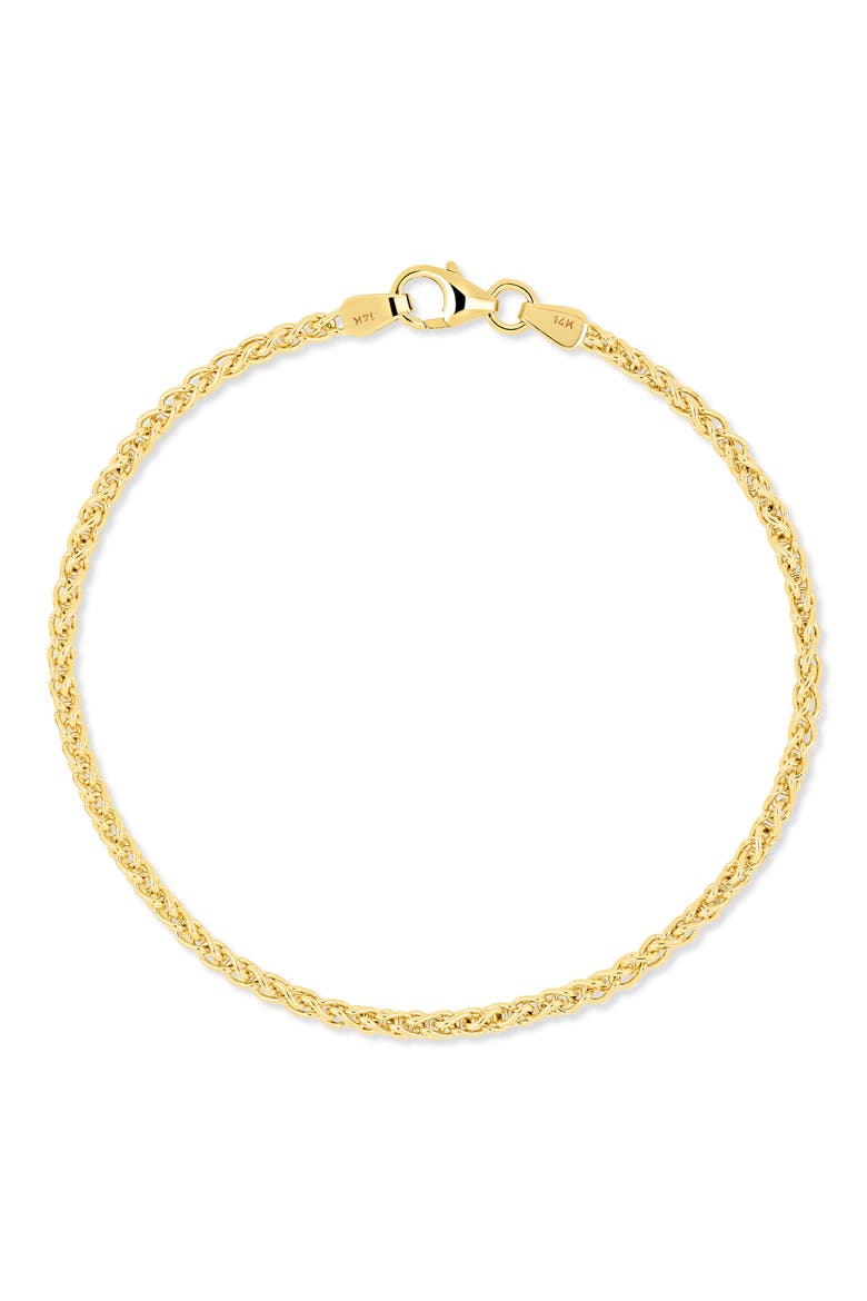 14K Gold Wheat Chain Bracelet, Main, color, 14K YELLOW GOLD