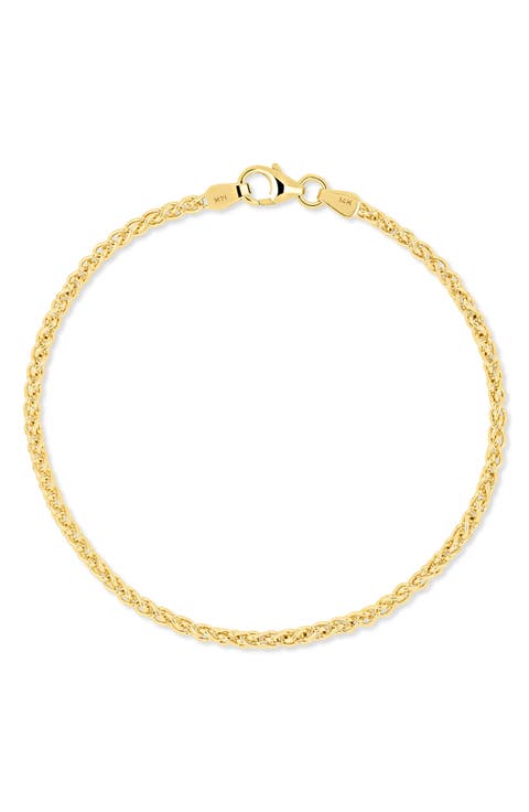 14K Gold Wheat Chain Bracelet