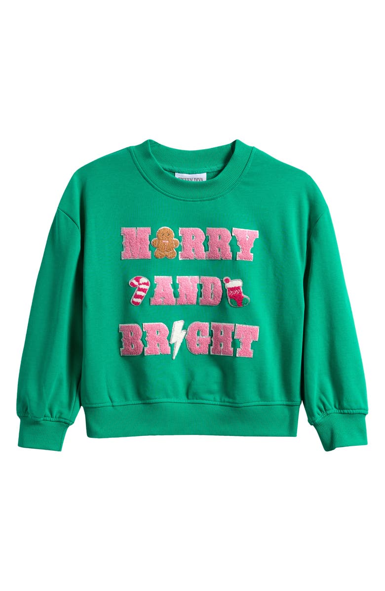 Tween Diva Kids' French Terry Holiday Sweatshirt, Main, color, 
