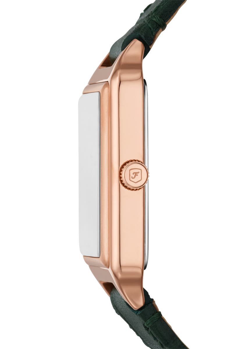 Fossil Raquel Croc Embossed Leather Strap Watch, 23mm, Alternate, color, 