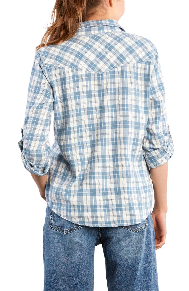 Billy T Over the Moon Oversize Cotton Flannel Button-Up Shirt, Alternate, color, Blue Combo Plaid