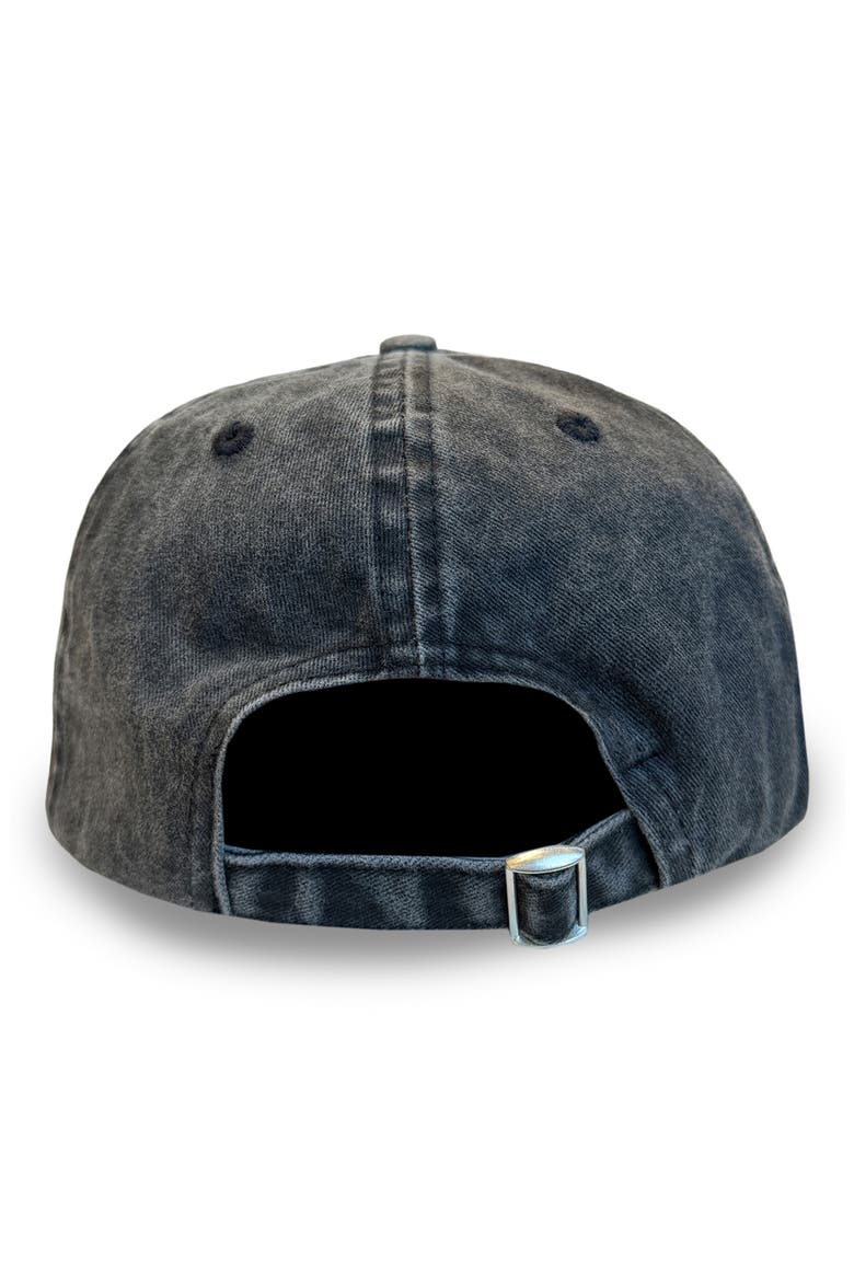 X Zero Skateboards Skull Denim Baseball Cap, Alternate, color, BLACK