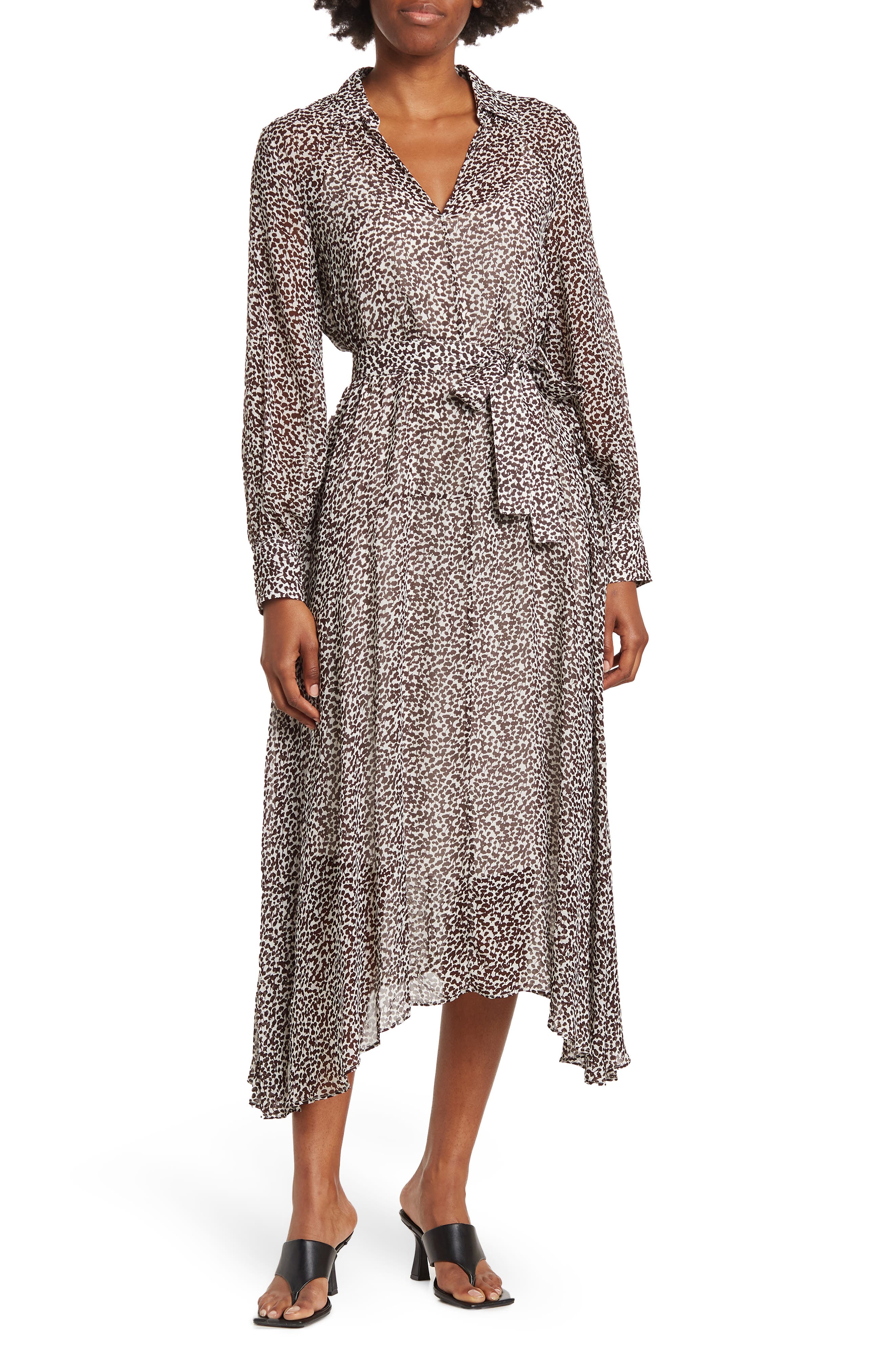 Hugo Boss Boss Dawala Tie Waist Midi Dress In Gray