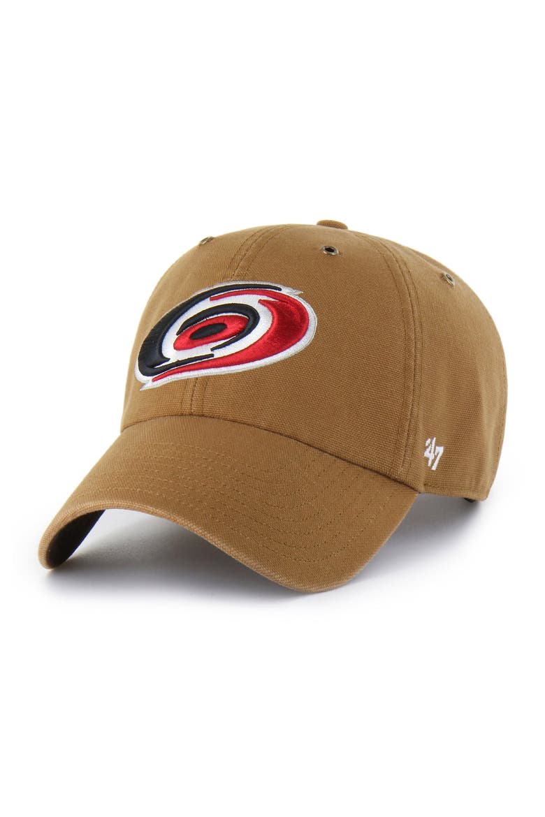 Men's Carhartt x '47  Brown Carolina Hurricanes Clean Up Adjustable Hat, Main, color, Brown